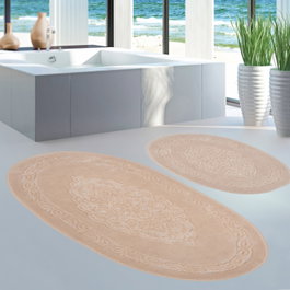 Mijölnir Juego de alfombrillas de baño de algodón visón (2 piezas)